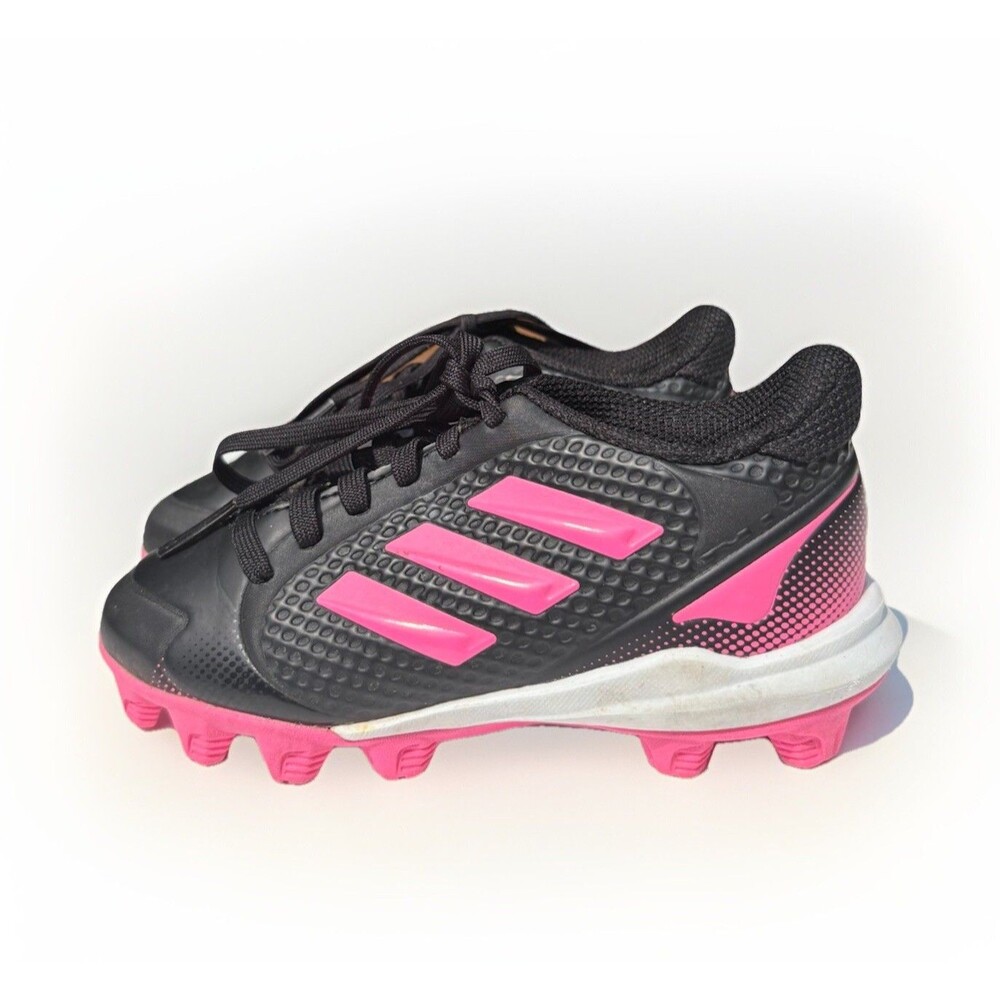 Adidas PureHustle 2 MD K Girls Softball Cleats – Size 10K Black & Pink